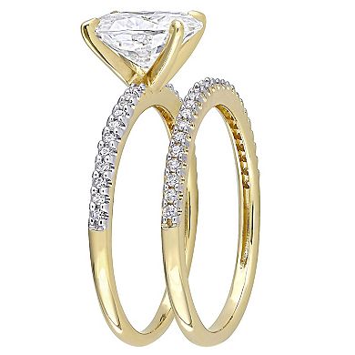 Stella Grace 14k Gold 2 Carat T.W. Lab-Created Moissanite & 1/4 Carat T.W. Diamond Engagement Ring Set