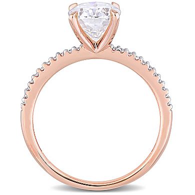 Stella Grace 14k Rose Gold 2 Carat T.W. Lab-Created Moissanite & 1/10 Carat T.W. Diamond Engagement Ring