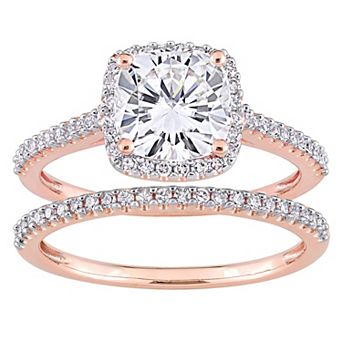 Stella Grace 14k Rose Gold 2 Carat T.W. Lab-Created Moissanite & 1/3 Carat T.W. Diamond Engagement Ring Set
