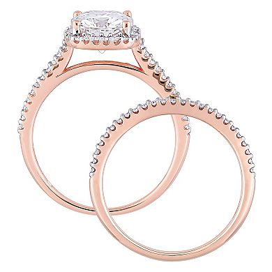 Stella Grace 14k Rose Gold 2 Carat T.W. Lab-Created Moissanite & 1/3 Carat T.W. Diamond Engagement Ring Set