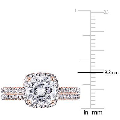 Stella Grace 14k Rose Gold 2 Carat T.W. Lab-Created Moissanite & 1/3 Carat T.W. Diamond Engagement Ring Set