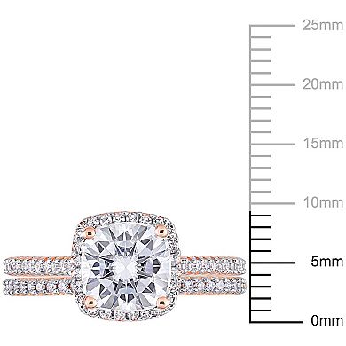 Stella Grace 14k Rose Gold 2 Carat T.W. Lab-Created Moissanite & 1/3 Carat T.W. Diamond Engagement Ring Set