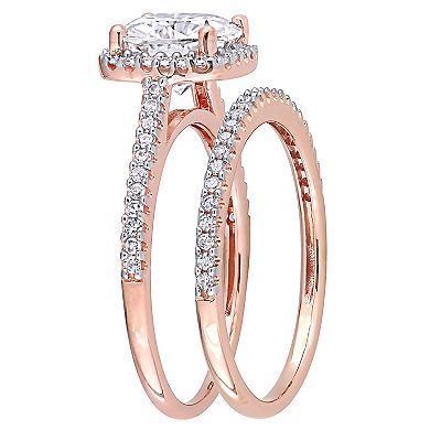 Stella Grace 14k Rose Gold 2 Carat T.W. Lab-Created Moissanite & 1/3 Carat T.W. Diamond Engagement Ring Set