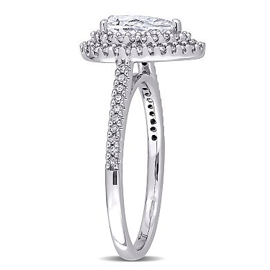 Stella Grace 14k White Gold 1 Carat T.W. Lab-Created Moissanite & 1/3 Carat T.W. Diamond Teardrop Halo Engagement Ring