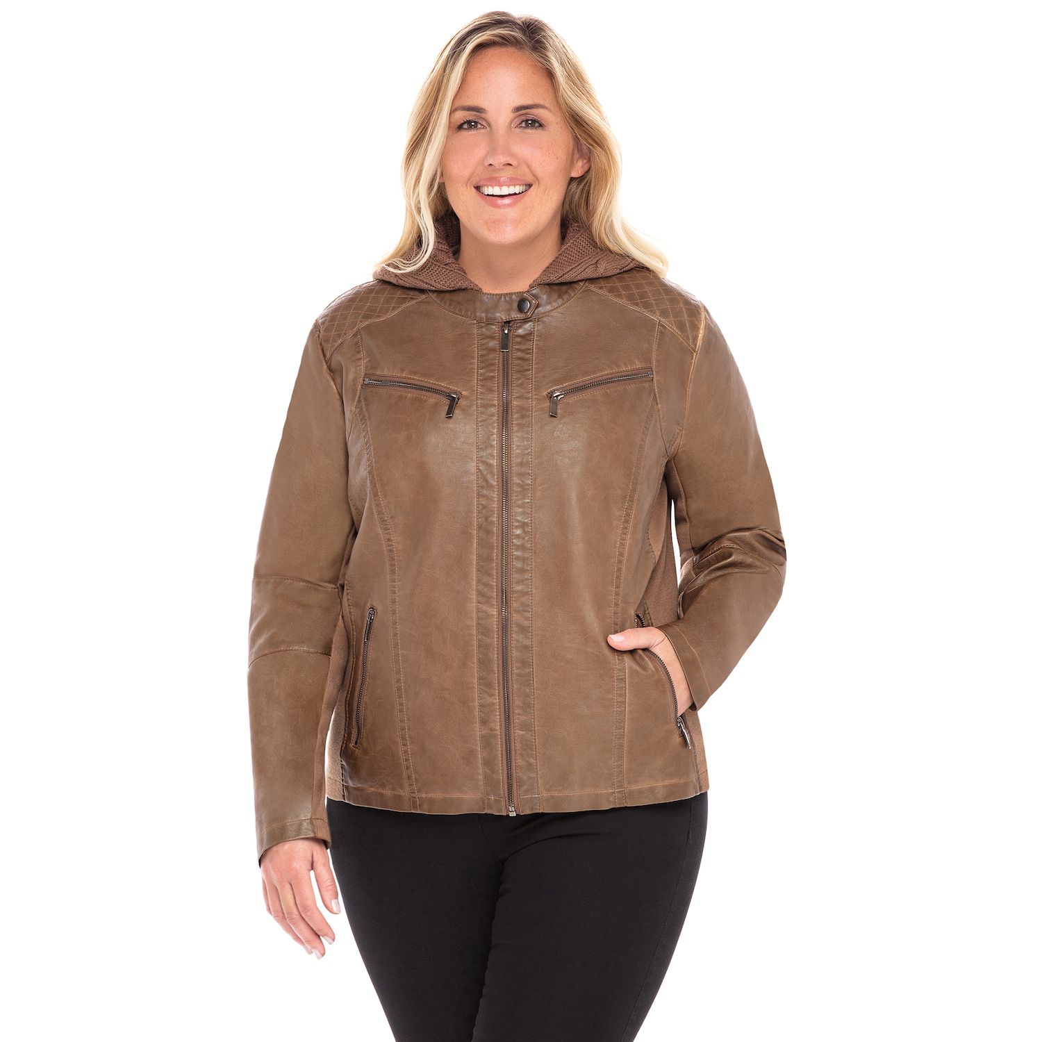 kohls plus size leather jacket