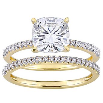 Stella Grace 14k Gold 2 Carat T.W. Lab-Created Moissanite & 1/4 Carat T.W. Diamond Engagement Ring Set