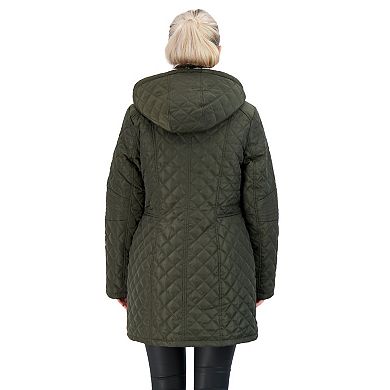 Women's Sebby Collection Faux-Fur Hood Quilted Jacket