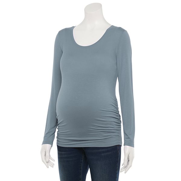 Maternity a:glow™ Essential Ruched Long Sleeve Scoopneck Tee