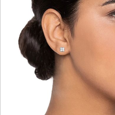 Royal Aura Sterling Silver 3/4 Carat T.W. Diamond Grand Cushion Stud Earrings