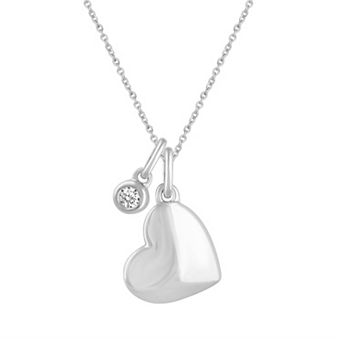 Royal Aura Sterling Silver 1/5 Carat T.W. Diamond Polished Heart Pendant Necklace