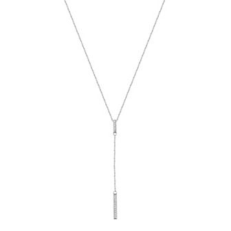 Royal Aura Sterling Silver 1/10 Carat T.W. Diamond Bar Pendant Necklace