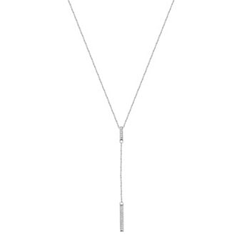 Royal Aura Sterling Silver 1/10 Carat T.W. Diamond Bar Pendant Necklace