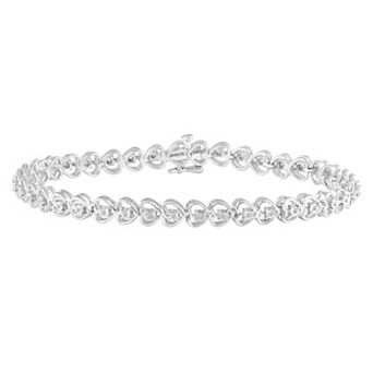 Royal Aura Royal Aura Sterling Silver 1/10 Carat T.W. Diamond Heart Bracelet Set