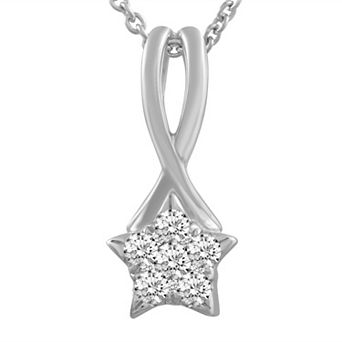 Royal Aura Sterling Silver 1/6 Carat T.W. Diamond Star Pendant Necklace