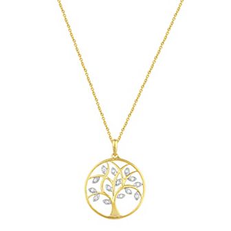 Royal Aura Sterling Silver 1/6 Carat T.W. Diamond Tree Of Life Pendant Necklace