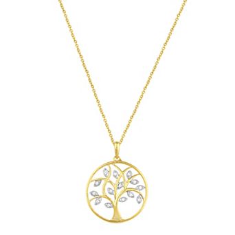 Royal Aura Sterling Silver 1/6 Carat T.W. Diamond Tree Of Life Pendant Necklace