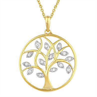 Sterling Silver 1/6 Carat T.W. Diamond Tree Of Life Pendant Necklace 