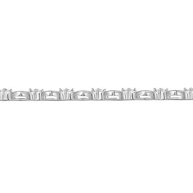 Royal Aura Sterling Silver 1/2 Carat T.W. Diamond Halo "XO" Bracelet Set