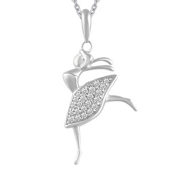 Royal Aura Sterling Silver 1/10 Carat T.W. Diamond Ballerina Pendant Necklace