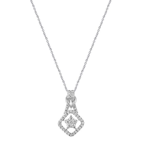 Royal Aura Sterling Silver 1/4 Carat T.W. Diamond Star Pendant Necklace