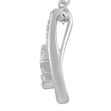Royal Aura Sterling Silver 1/6 Carat T.W. Diamond Star Teardrop Pendant Necklace