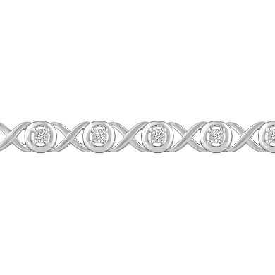 Royal Aura Sterling Silver 1/6 Carat T.W. Diamond "XO" Bracelet Set
