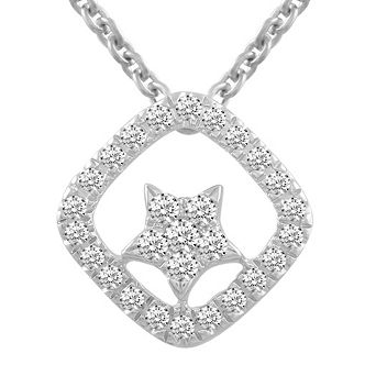 Royal Aura Sterling Silver 1/4 Carat T.W. Diamond Halo Star Pendant Necklace