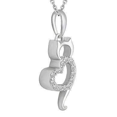 Royal Aura Sterling Silver Diamond Accent Cat Heart Pendant Necklace