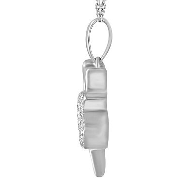 Royal Aura Sterling Silver Diamond Accent Cat Heart Pendant Necklace