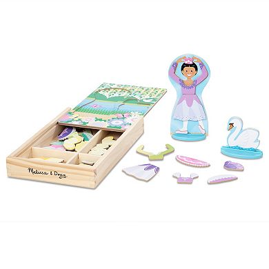 Melissa and Doug Ballerina And Fairy Magnetic Dress-Up Double-Sided Wooden Doll And Swan Pretend Play Set