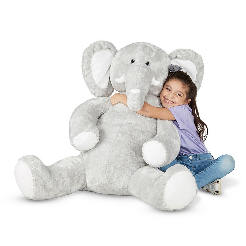 Melissa & Doug Gentle Jumbos Elephant Giant Stuffed Plush Animal, Multicolo