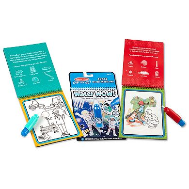 Melissa & Doug On the Go Water Wow! Reusable Color with Water Travel Toy Activity Pad with Chunky Water Pen 3-Pack (Space, Sports, Safari)