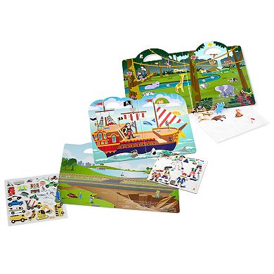 Melissa & Doug Exciting Adventures Reusable Puffy Sticker Play Set 3-Pack (Pirates, Vehicles, Safari - 125 Stickers)