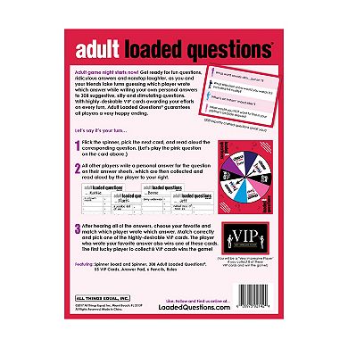 Adult Loaded Questions: A Rousing Adult Party Game by All Things Equal