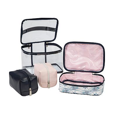 Ricardo Beverly Hills 4-Piece Train Case Makeup Bag Set