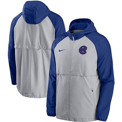 Men's Nike Gray Chicago Cubs Mesh Logo Essential Full-Zip Hoodie Jacket