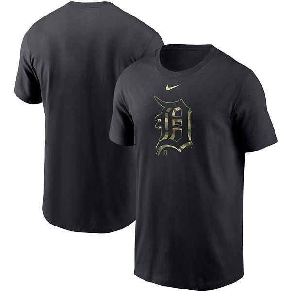 Men's Nike Black Detroit Tigers Camo Logo T-Shirt