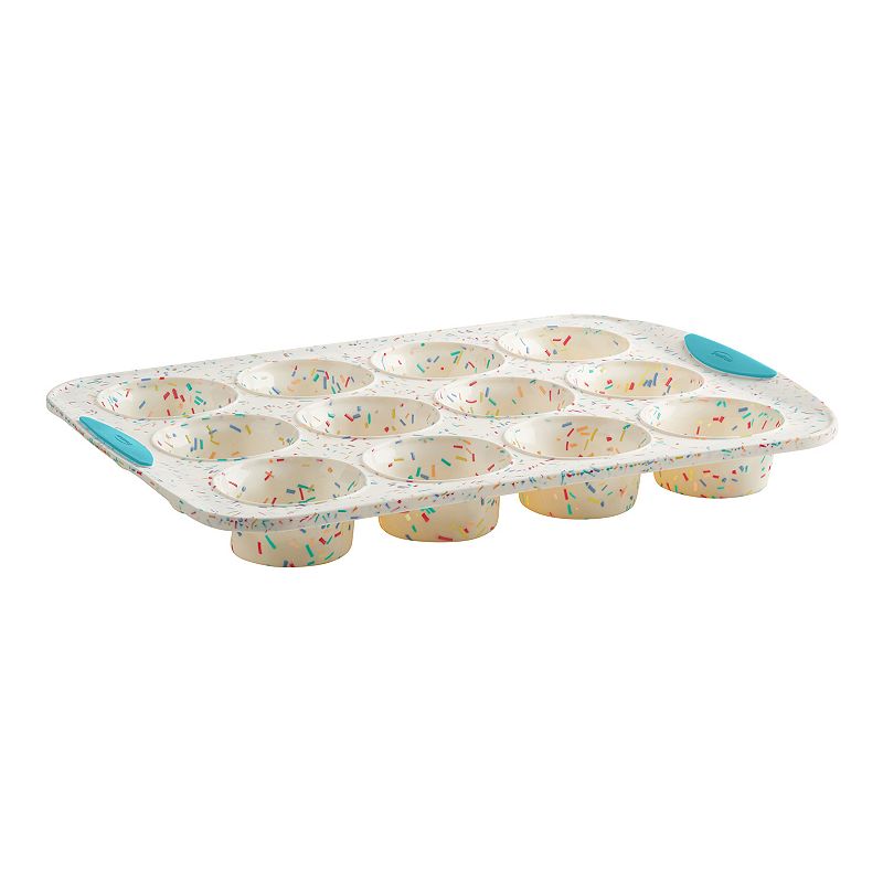 Trudeau 12-Cup Confetti Silicone Muffin Pan, Multi, 10X14