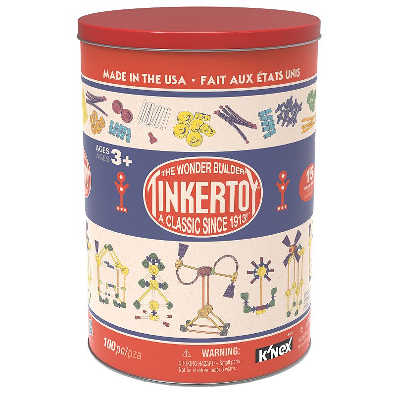 k nex tinkertoy classic building tin construction play set  100 pieces