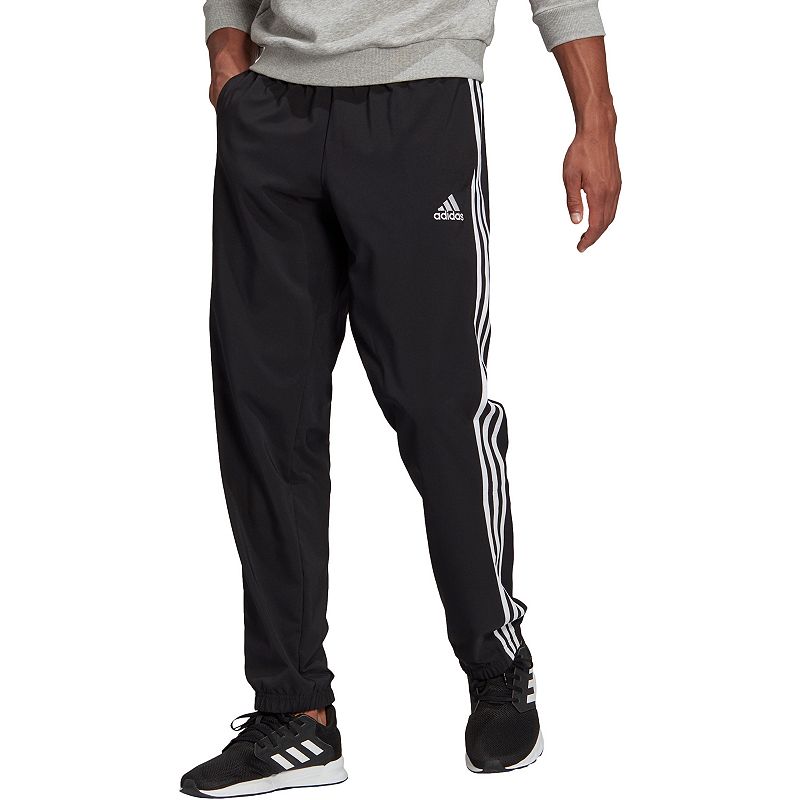 Mens adidas 3 Stripes Woven Cinch Pants, Size: Small, Black