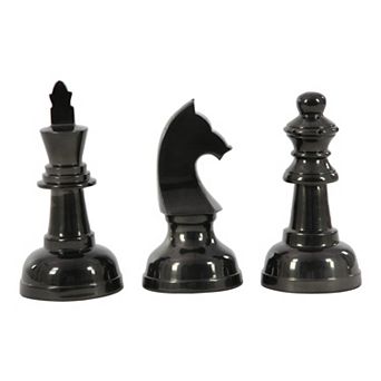 CosmoLiving by Cosmopolitan Metallic Black Decorative Chess Table Decor 3 pc Set