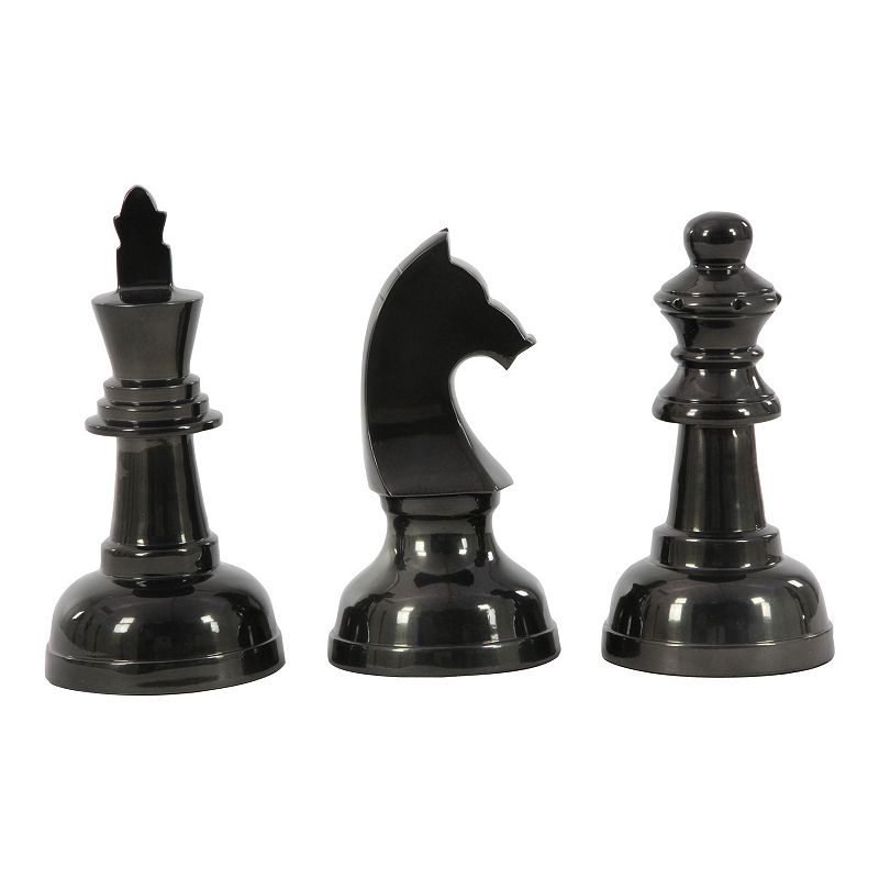 Stella & Eve Metallic Black Decorative Chess Table Decor 3-piece Set, Grey,