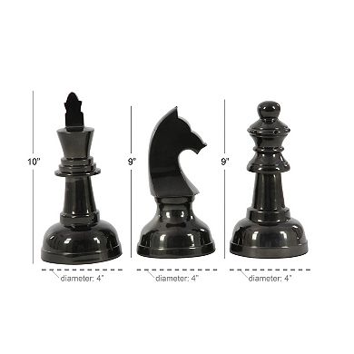 Stella & Eve Metallic Black Decorative Chess Table Decor 3-piece Set
