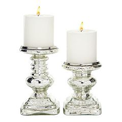 Decorative Smoked Gray Glass Crystal Taper Traditional Candle Holder  Candlestick,, Hexagon Shape