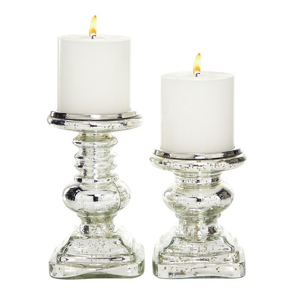 Stella & Eve Traditional Silver Mercury Glass Candle Holders 2-pc. Set