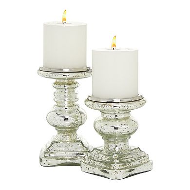 Stella & Eve Traditional Silver Mercury Glass Candle Holders 2-pc. Set