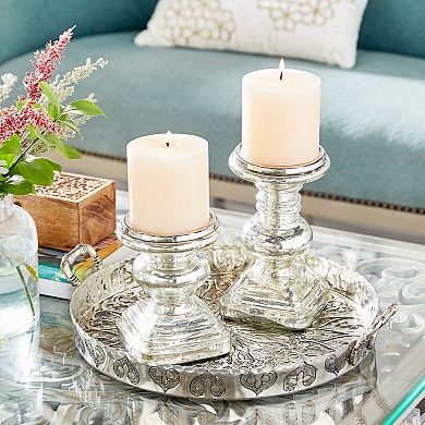 Stella & Eve Traditional Silver Mercury Glass Candle Holders 2-pc. Set