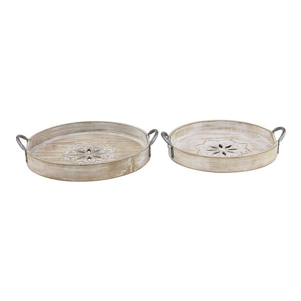 Stella & Eve Medallion Vintage Inspired Decorative Tray Table Decor 2-piece Set