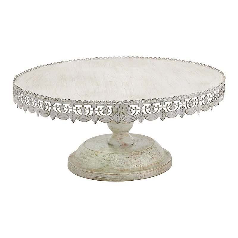 Stella & Eve Round Distressed Decorative Stand Table Decor, White, Medium