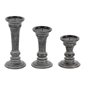 Stella & Eve Traditional Decor Distressed Wood Candle Holders 3 pc Set